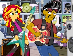 Size: 1035x800 | Tagged: safe, artist:pixelkitties, derpy hooves, princess celestia, sunset shimmer, oc, oc:dusty katt, pony, equestria girls, album cover, andy warhol, bananalestia, bass guitar, daft punk, drum kit, drums, dustykatt, electric guitar, equestria girls-ified, equestria girls-ified album cover, guitar, guitar pick, hipgnosis, musical instrument, never mind the bollocks, nwa, pink floyd, ponified, ponified album cover, random access memories, sex pistols, straight outta compton, the division bell, the velvet underground, the velvet underground & nico