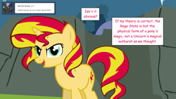 Size: 1280x720 | Tagged: safe, artist:hakunohamikage, sunset shimmer, pony, ask, ask-princesssparkle, solo, tumblr