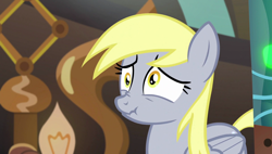 Size: 1920x1090 | Tagged: safe, screencap, derpy hooves, pegasus, pony, slice of life (episode), female, mare, scrunchy face, solo