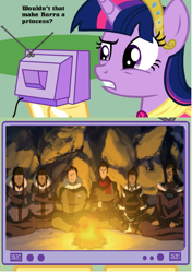 Size: 566x805 | Tagged: safe, derpibooru import, twilight sparkle, twilight sparkle (alicorn), alicorn, pony, bolin, desna, eska, exploitable meme, female, korra, mako, mare, meme, obligatory pony, the legend of korra, the southern lights, tv meme, unalaq