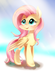 Size: 1000x1300 | Tagged: safe, artist:sion-ara, fluttershy, pegasus, pony, cute, happy, shyabetes, smiling, solo