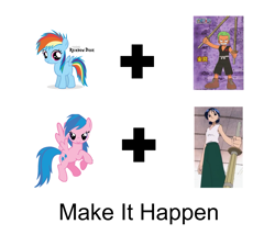 Size: 1547x1325 | Tagged: safe, derpibooru import, firefly, rainbow dash, pegasus, pony, g1, exploitable meme, filly, filly rainbow dash, g1 to g4, generation leap, kuina, make it happen, meme, meta, one piece, roronoa zoro, young