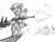 Size: 720x540 | Tagged: safe, artist:bipole, applejack, earth pony, pony, biathlon, bipedal, gun, monochrome, rifle, shooting