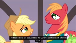 Size: 640x360 | Tagged: safe, screencap, applejack, big macintosh, earth pony, pony, filli vanilli, male, meme, stallion, youtube caption