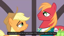 Size: 640x360 | Tagged: safe, screencap, applejack, big macintosh, earth pony, pony, filli vanilli, male, meme, stallion, youtube caption