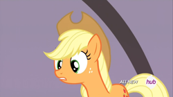 Size: 1440x809 | Tagged: safe, screencap, applejack, earth pony, pony, filli vanilli, female, mare, solo