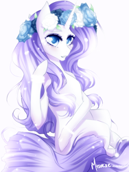 Size: 3000x3993 | Tagged: safe, artist:cristate, rarity, pony, unicorn, female, flower in hair, horn, mare, simple background, solo, white background