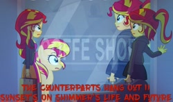 Size: 1024x604 | Tagged: safe, artist:bluse, artist:huntercwalls, edit, sunset shimmer, equestria girls, fanfic, fanfic art, fanfic cover, human sunset, self ponidox, show accurate