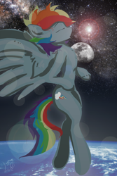 Size: 1934x2900 | Tagged: safe, artist:ruby, derpibooru import, rainbow dash, pegasus, pony, backwards cutie mark, solo, space