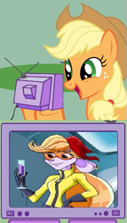 Size: 343x600 | Tagged: safe, applejack, earth pony, pony, exploitable meme, meme, obligatory pony, penelope, sly cooper, tv meme