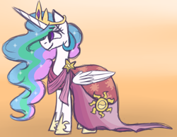 Size: 1024x796 | Tagged: safe, artist:ashtrol, princess celestia, alicorn, pony, make new friends but keep discord, clothes, dress, solo