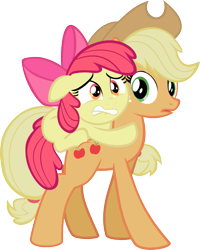 Size: 643x802 | Tagged: safe, artist:samuel039, apple bloom, applejack, earth pony, pony, .svg available, scared, simple background, svg, transparent background, vector