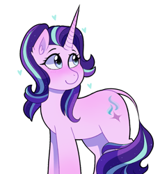 Size: 2433x2536 | Tagged: safe, artist:emera33, starlight glimmer, pony, unicorn, cute, female, glimmerbetes, leonine tail, looking back, mare, simple background, smiling, solo, white background