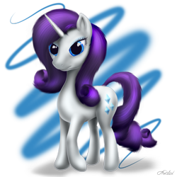 Size: 894x894 | Tagged: safe, artist:awalex, rarity, pony, unicorn, female, fluffy, horn, mare, purple mane, solo, white coat