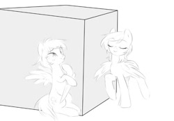 Size: 637x443 | Tagged: artist needed, safe, derpy hooves, oc, pegasus, pony, cube, female, knife, mare, my little brony risovach