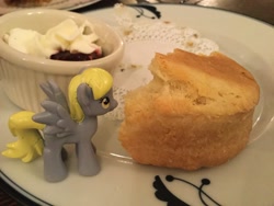 Size: 3264x2448 | Tagged: safe, artist:karredroses, derpy hooves, pegasus, pony, female, food, funko, irl, mare, photo, scone, solo, toy