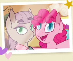 Size: 1081x899 | Tagged: safe, artist:flower-power-love, maud pie, pinkie pie, earth pony, pony, duo, female, mare, smiling