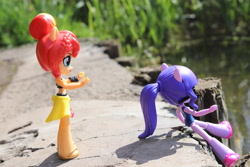 Size: 6000x4000 | Tagged: safe, artist:artofmagicpoland, sci-twi, sunset shimmer, twilight sparkle, better together, equestria girls, clothes, doll, equestria girls minis, ponytail, swimsuit, this will not end well, toy