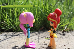 Size: 6000x4000 | Tagged: safe, artist:artofmagicpoland, fluttershy, sunset shimmer, better together, equestria girls, clothes, doll, equestria girls minis, female, lesbian, shipping, sunshyne, swimsuit, toy