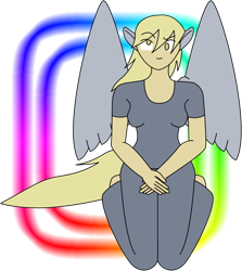 Size: 538x604 | Tagged: safe, artist:cassidypeterson, derpy hooves, human, anatomically incorrect, eared humanization, humanized, incorrect leg anatomy, photoshop, simple background, solo, tailed humanization, transparent background, winged humanization, wings