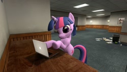 Size: 1920x1080 | Tagged: safe, derpibooru import, twilight sparkle, 3d, computer, gmod, laptop computer, solo