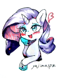 Size: 768x1024 | Tagged: safe, artist:yajima, rarity, pony, unicorn, female, horn, mare, purple mane, solo, traditional art, white coat