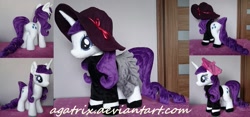 Size: 1023x477 | Tagged: safe, artist:agatrix, rarity, beatnik, beatnik rarity, clothes, hat, irl, photo, plushie, skirt, solo, sweater, turtleneck