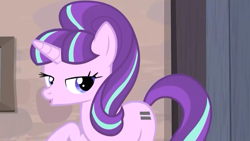 Size: 1920x1080 | Tagged: safe, screencap, starlight glimmer, pony, unicorn, the cutie map, :o, equal cutie mark, female, lidded eyes, looking at you, mare, open mouth, raised hoof, s5 starlight, smiling, solo