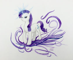 Size: 2971x2448 | Tagged: safe, artist:topazblitz, rarity, pony, unicorn, painting, solo, traditional art