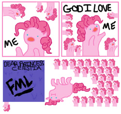 Size: 668x629 | Tagged: safe, artist:crownprincesslaya, pinkie pie, earth pony, pony, too many pinkie pies, clone, female, fml, funcest, i'm so alone, mare, multeity, paint drying, pinkie clone, sad, too much pink energy is dangerous