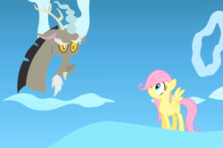 Size: 1691x1125 | Tagged: safe, discord, fluttershy, pegasus, pony, the cutie mark chronicles, face, filly