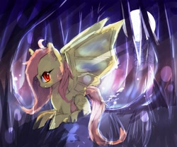 Size: 979x816 | Tagged: safe, artist:luna-gamer-pony, applejack, fluttershy, earth pony, pony, flutterbat, moon, solo