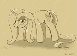 Size: 1045x760 | Tagged: safe, artist:tehflah, rarity, pony, unicorn, frown, monochrome, sketch, solo, wet, wet mane, wet mane rarity