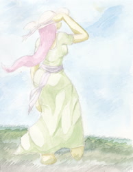 Size: 1841x2374 | Tagged: safe, artist:jimthecactus, fluttershy, anthro, solo, traditional art