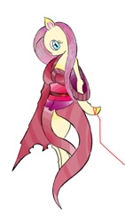 Size: 640x1136 | Tagged: safe, artist:enseinoko, fluttershy, pegasus, pony, pixiv, red string of destiny, solo