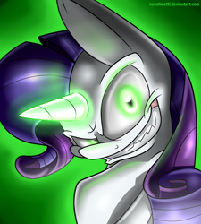 Size: 1024x1140 | Tagged: safe, artist:neoncel, rarity, pony, unicorn, corrupted, glowing eyes, inspirarity, possessed, solo