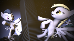Size: 3840x2160 | Tagged: safe, artist:viranimation, derpy hooves, rumble, pegasus, pony, 3d, cute, derpumble, derpy day, derpy day 2017, female, flying, male, mare, moon, shipping, source filmmaker, straight, straight shota