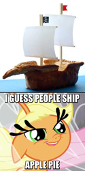 Size: 456x912 | Tagged: safe, applejack, pinkie pie, breezie, it ain't easy being breezies, applebreezie, applepie, breeziefied, carlos, carlosjack, female, image macro, lesbian, meme, pun, ship, shipping, solo, species swap