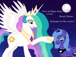 Size: 1200x900 | Tagged: safe, artist:naira, princess celestia, princess luna, alicorn, pony, s1 luna, the honeymooners