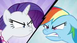 Size: 1920x1080 | Tagged: safe, derpibooru import, screencap, rainbow dash, rarity, pegasus, pony, unicorn, the end in friend, angry, duo