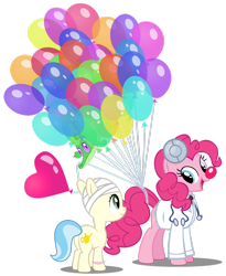 Size: 900x1096 | Tagged: safe, artist:pixelkitties, gummy, pinkie pie, earth pony, pony, balloon, bandage, cancer (disease), clown nose, patch adams, robin williams, simple background, transparent background