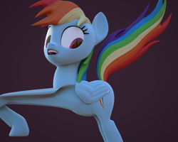 Size: 1280x1024 | Tagged: dead source, safe, artist:3d thread, artist:creatorofpony, derpibooru import, rainbow dash, pegasus, pony, /mlp/, 3d, 3d model, blender, female, mare, modified, open mouth, solo, wat