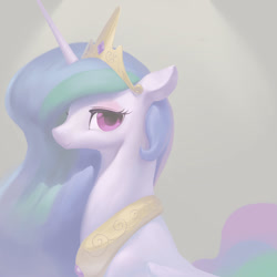 Size: 1000x1000 | Tagged: safe, artist:bluedrg19, princess celestia, alicorn, pony, bust, female, lineless, looking at you, mare, portrait, simple background, smiling, solo