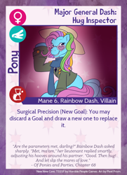 Size: 788x1088 | Tagged: safe, artist:pixel-prism, derpibooru import, rainbow dash, pegasus, pony, g3, clothes, military uniform, pony card, scarf, solo, sunglasses, twilight sparkle's secret shipfic folder