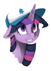 Size: 1280x1779 | Tagged: safe, artist:facerenon, derpibooru import, twilight sparkle, crossover, gravity falls, hat, solo