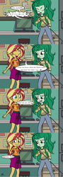 Size: 2893x8157 | Tagged: safe, artist:pony4koma, sunset shimmer, wallflower blush, better together, equestria girls, forgotten friendship, battle of the bands, blushing, embarrassed, invisible (song), karaoke, song