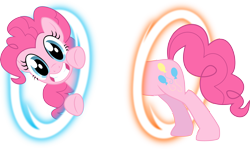 Size: 4000x2383 | Tagged: safe, artist:blackgryph0n, pinkie pie, earth pony, pony, absurd resolution, crossover, holes, portal, portal (valve), simple background, solo, transparent background, vector