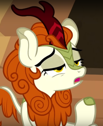 Size: 572x700 | Tagged: safe, screencap, autumn blaze, kirin, sounds of silence, cropped, mid-blink screencap, open mouth, solo