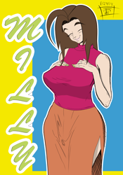 Size: 2100x3000 | Tagged: safe, artist:thethunderpony, oc, oc only, oc:milly, human, breasts, eyes closed, female, humanized, nail polish, ring, solo, wide hips