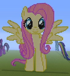 Size: 430x469 | Tagged: safe, fluttershy, pegasus, pony, female, mare, minecraft, minecraft pixel art, pixel art